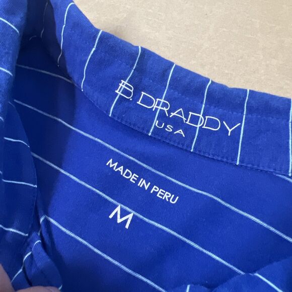 B Draddy Blue Stripe Golf Polo Pima Cotton Men’s Size Medium - Picture 2 of 6